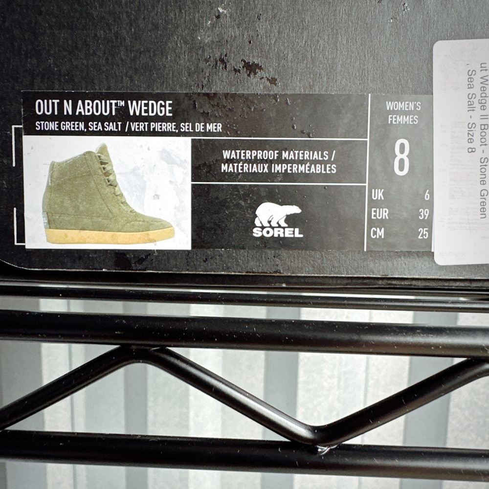 Sorel Out N About Wedge in Sea Salt & StoneGreen Women’s US 8 NWT Waterproof